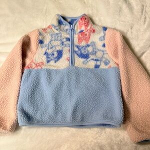 Bluey Girls XS 4/5 Sherpa Fleece 1/2 Zip Pullover Pastel Colorblock